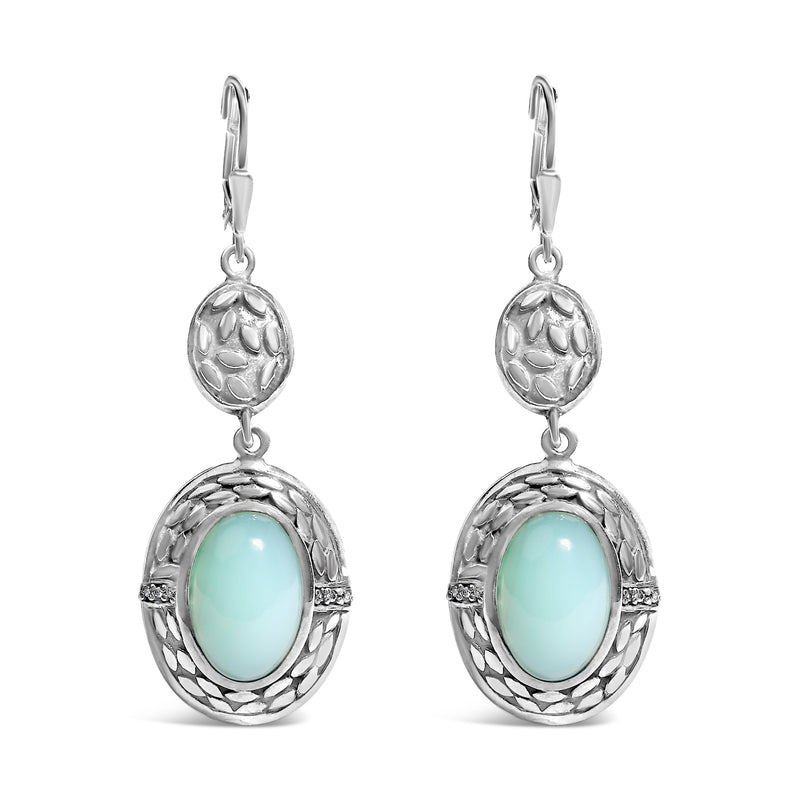 Bids.com .925 Sterling Silver Chalcedony Diamond Accent Drop and Dangle Earring (K-L Color, I1-I2 Clarity) Earrings White Smoke White.Sterling Silver / 0.06