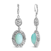 Bids.com .925 Sterling Silver Chalcedony Diamond Accent Drop and Dangle Earring (K-L Color, I1-I2 Clarity) Earrings White Smoke White.Sterling Silver / 0.06
