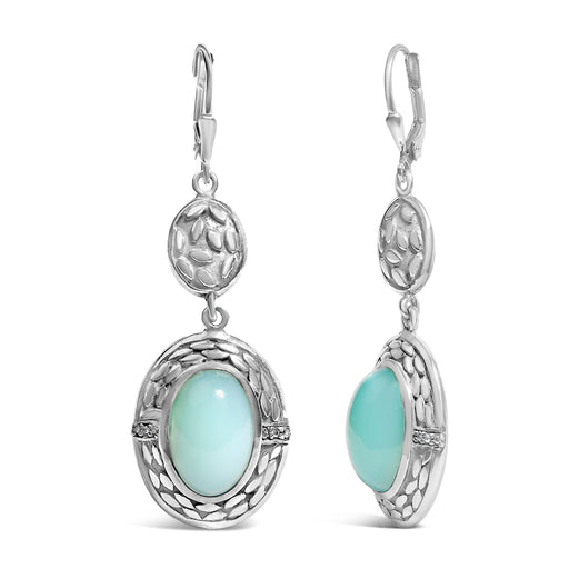 Bids.com .925 Sterling Silver Chalcedony Diamond Accent Drop and Dangle Earring (K-L Color, I1-I2 Clarity) Earrings White Smoke White.Sterling Silver / 0.06