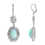 Bids.com .925 Sterling Silver Chalcedony Diamond Accent Drop and Dangle Earring (K-L Color, I1-I2 Clarity) Earrings White Smoke White.Sterling Silver / 0.06