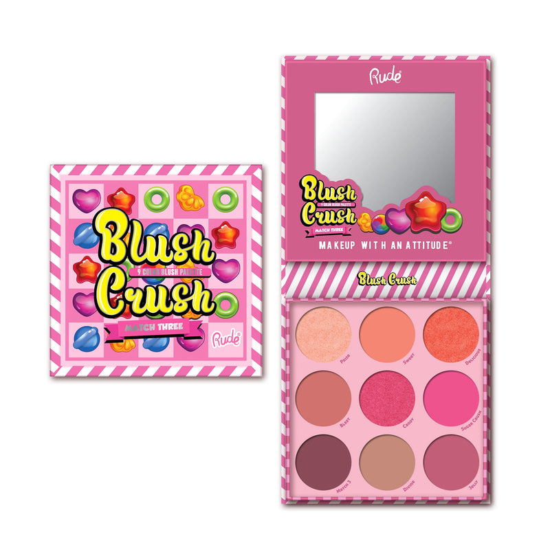 Rude Cosmetics Blush Crush 9 Color Blush Palette - Match Three Face White Smoke Match Three