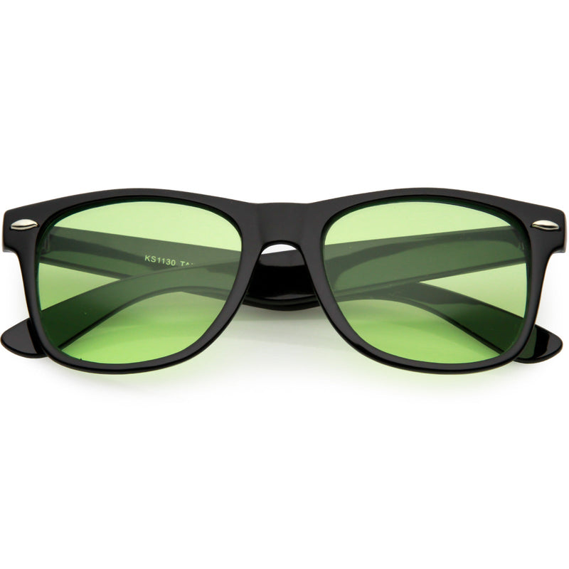 zeroUV Limited Edition Color Tinted Lens Horned Rim Sunglasses 8803 Sunglasses White Smoke Green