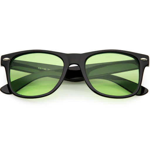 zeroUV Limited Edition Color Tinted Lens Horned Rim Sunglasses 8803 Sunglasses White Smoke Green