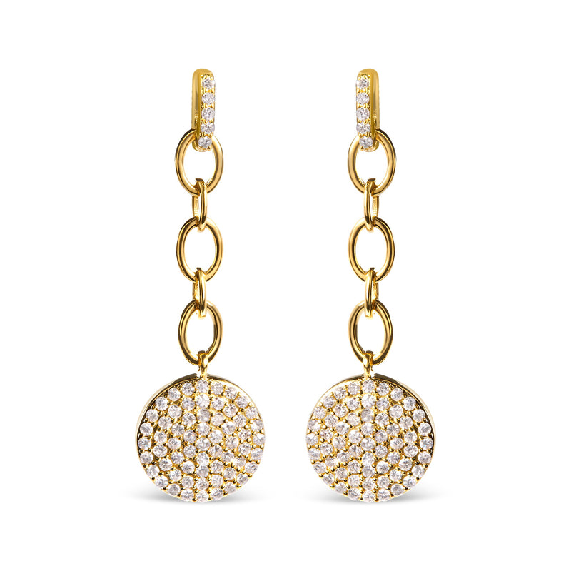Bids.com 18K Yellow Gold Plated .925 Sterling Silver 1.0 Cttw Diamond Composite Cluster Dangle Chain Earrings (I-J Color, I1-I2 Clarity) Earrings White Smoke Yellow.Sterling Silver / 1