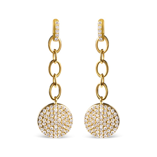 Bids.com 18K Yellow Gold Plated .925 Sterling Silver 1.0 Cttw Diamond Composite Cluster Dangle Chain Earrings (I-J Color, I1-I2 Clarity) Earrings White Smoke Yellow.Sterling Silver / 1