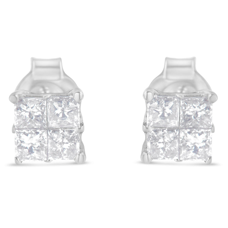 Bids.com 10K White Gold Diamond Stud Earrings (3/4 cttw, H-I Color, SI2-I1 Clarity) Earrings White Smoke White.Gold / 0.78