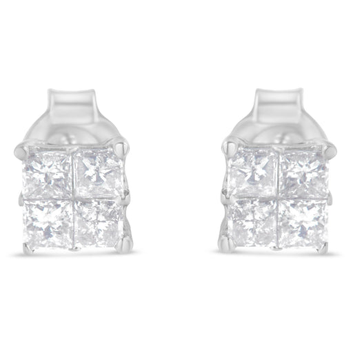 Bids.com 10K White Gold Diamond Stud Earrings (3/4 cttw, H-I Color, SI2-I1 Clarity) Earrings White Smoke White.Gold / 0.78