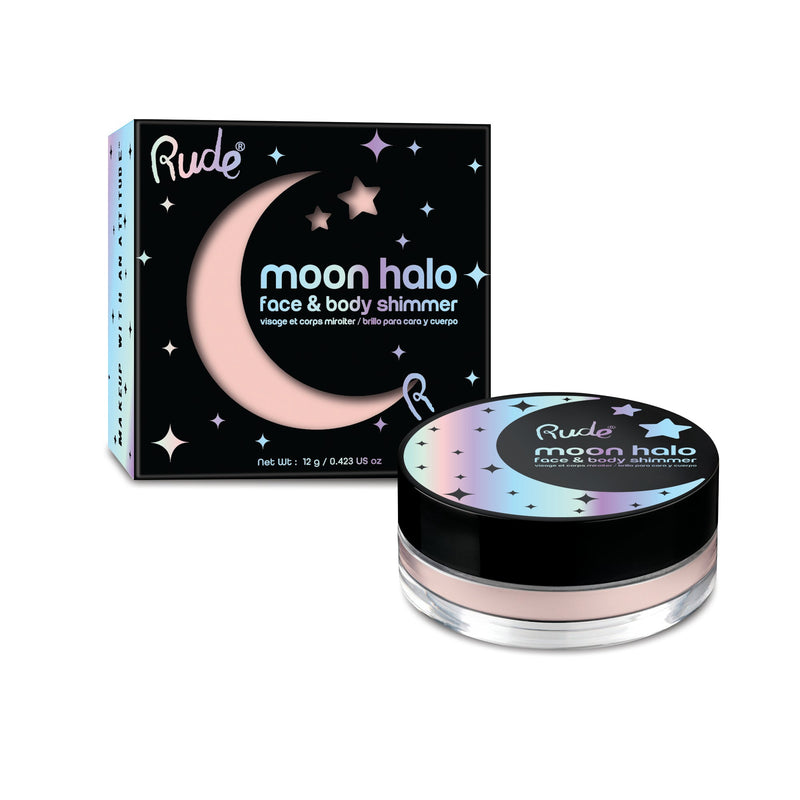 Rude Cosmetics Moon Halo Face & Body Shimmer Highlighter Black Aurora,Milky Way,Moonlit