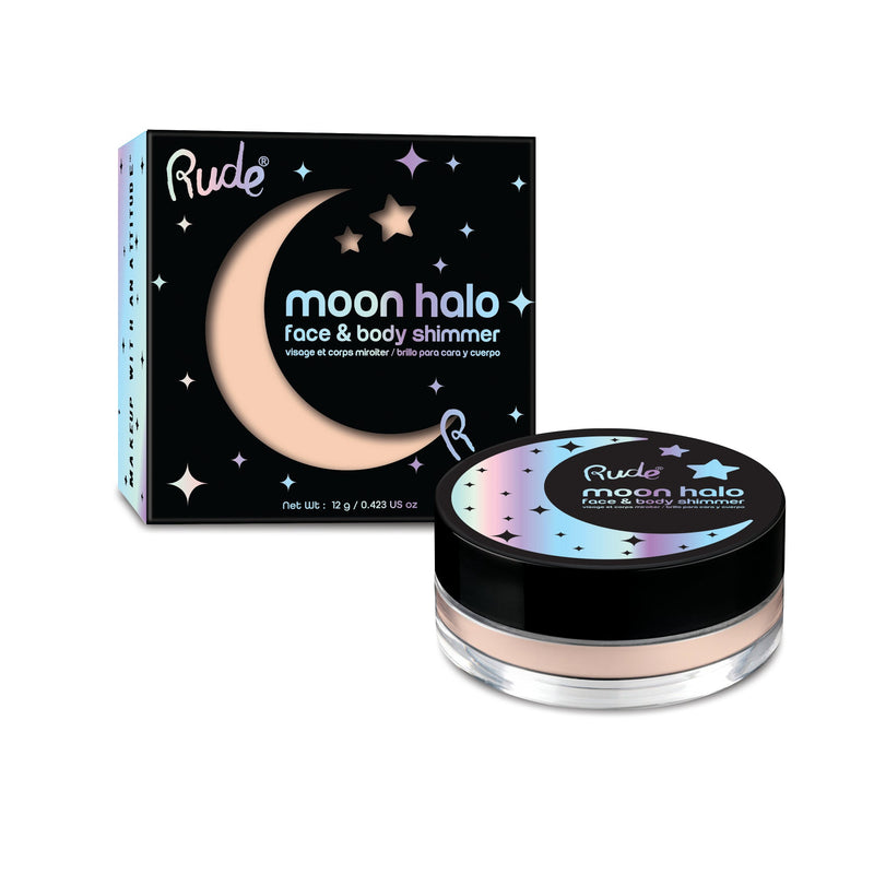 Rude Cosmetics Moon Halo Face & Body Shimmer Highlighter Black Aurora,Milky Way,Moonlit