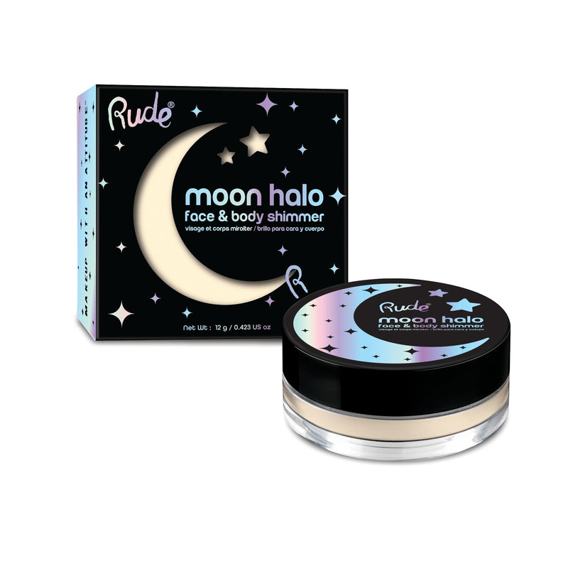 Rude Cosmetics Moon Halo Face & Body Shimmer Highlighter Black Aurora,Milky Way,Moonlit
