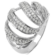 Bids.com 0.98 Carat Genuine White Diamond .925 Sterling Silver Ring Rings White Smoke size 7.00,size 8.00,size 6.00,size 9.00