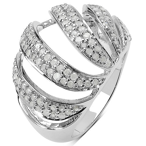 Bids.com 0.98 Carat Genuine White Diamond .925 Sterling Silver Ring Rings White Smoke size 7.00,size 8.00,size 6.00,size 9.00