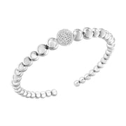 Bids.com .925 Sterling Silver 1/6 Cttw Diamond Rondelle Graduated Ball Bead Cuff Bangle Bracelet (I-J color, I2-I3 clarity) - Fits wrists up to 7 1/2 inches Bracelets White Smoke White.Sterling Silver / 7