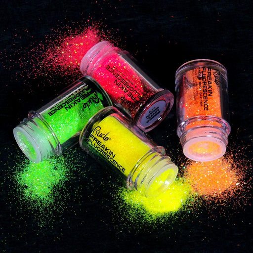 Rude Cosmetics Freakin Fluorescence Face and Body Glitter Glitter Black Trance Dance,Rave Wave,Insomniac,Until Dawn