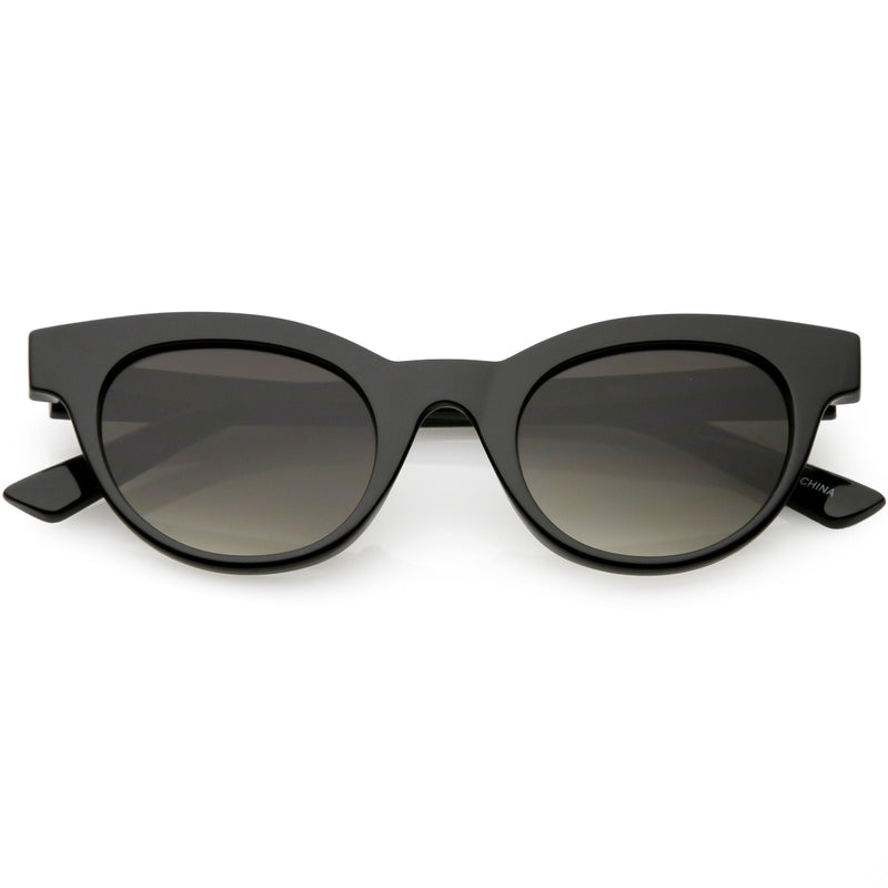 zeroUV Women's Retro Horned Rim Cat Eye Narrow Flat Lens Sunglasses C514 Sunglasses White Smoke Shiny Black Lavender