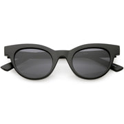 zeroUV Women's Retro Horned Rim Cat Eye Narrow Flat Lens Sunglasses C514 Sunglasses White Smoke Matte Black Smoke