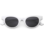 zeroUV Women's Retro Horned Rim Cat Eye Narrow Flat Lens Sunglasses C514 Sunglasses White Smoke Shiny White Smoke