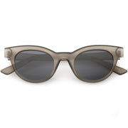 zeroUV Women's Retro Horned Rim Cat Eye Narrow Flat Lens Sunglasses C514 Sunglasses White Smoke Matte Smoke Smoke