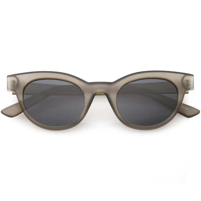 zeroUV Women's Retro Horned Rim Cat Eye Narrow Flat Lens Sunglasses C514 Sunglasses White Smoke Matte Smoke Smoke