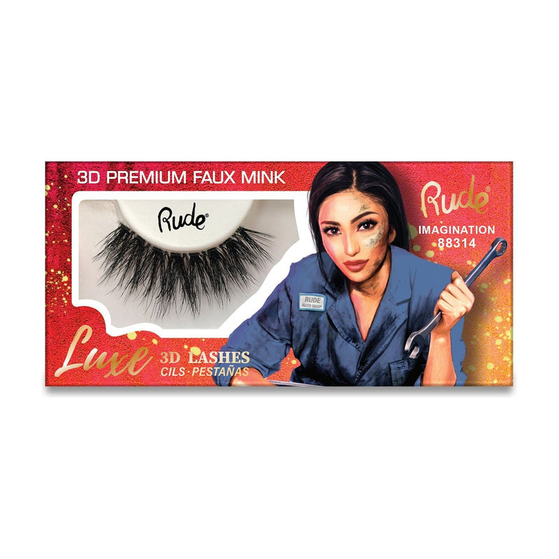Rude Cosmetics Luxe 3D Lashes | Premium 3D Eyelashes False Lashes Dark Slate Gray Imagination