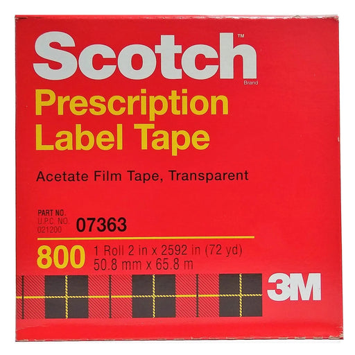 3M Scotch Prescription Label Protective Tape, 2 in x 72 yd, Individual Box Labels & Tags Orange Red