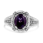 Bids.com .925 Sterling Silver Prong Set Natural Oval Shape 9X7 MM Purple Amethyst Solitaire and Diamond Accent Ring (I-J Color, I1-I2 Clarity) - Ring Size 7 Rings White Smoke White.Sterling Silver / 7,White.Sterling Silver / 5,White.Sterling Silver / 8,White.Sterling Silver / 6,White.Sterling Silver / 9