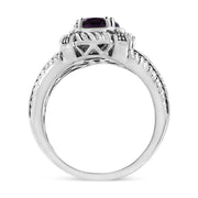 Bids.com .925 Sterling Silver Prong Set Natural Oval Shape 9X7 MM Purple Amethyst Solitaire and Diamond Accent Ring (I-J Color, I1-I2 Clarity) - Ring Size 7 Rings White Smoke White.Sterling Silver / 7,White.Sterling Silver / 5,White.Sterling Silver / 8,White.Sterling Silver / 6,White.Sterling Silver / 9