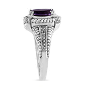 Bids.com .925 Sterling Silver Prong Set Natural Oval Shape 9X7 MM Purple Amethyst Solitaire and Diamond Accent Ring (I-J Color, I1-I2 Clarity) - Ring Size 7 Rings White Smoke White.Sterling Silver / 7,White.Sterling Silver / 5,White.Sterling Silver / 8,White.Sterling Silver / 6,White.Sterling Silver / 9