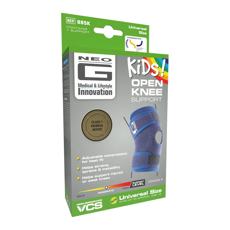 Neo G Neo G Kids Open Patella Knee Support / Brace, One Size Fits All (OSFA) Supports & Braces White Smoke