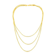 Bids.com 14k Yellow Gold Three Strand Herringbone Chain Necklace Necklaces White Smoke 16 / Yellow Gold