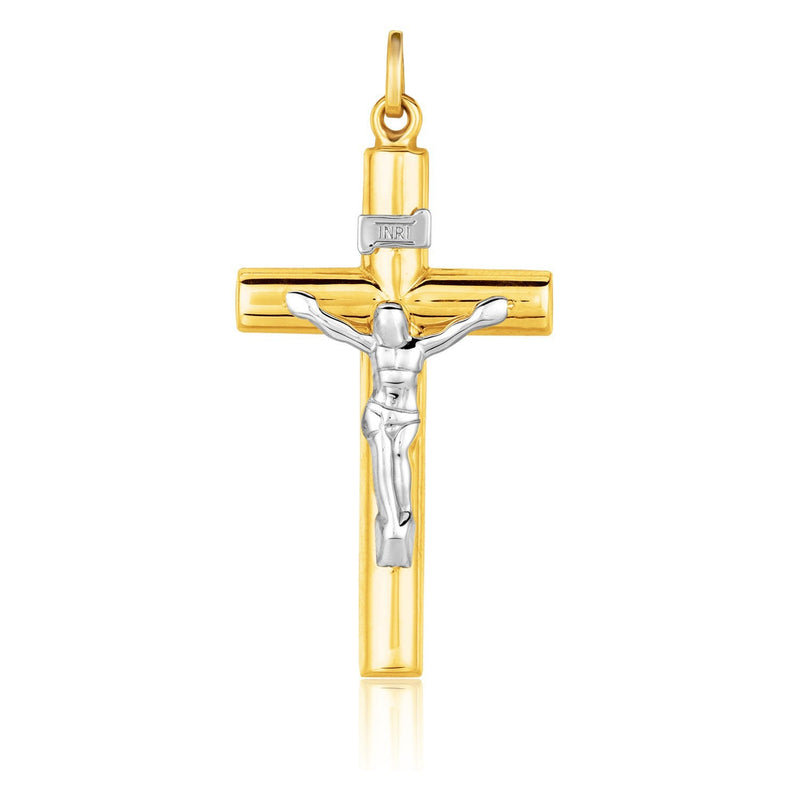 Bids.com 14k Two Tone Gold Cross Pendant Pendants White Smoke Two-Tone Gold