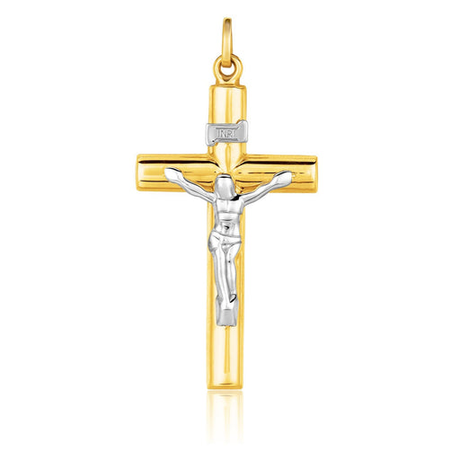 Bids.com 14k Two Tone Gold Cross Pendant Pendants White Smoke Two-Tone Gold