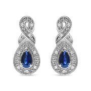 Bids.com .925 Sterling Silver 4.5 x 3mm Pear Sapphire Gemstone and Diamond Accent Infinity Drop Stud Earrings (H-I Color, SI1-SI2 Clarity) Earrings White Smoke White.Sterling Silver / 0.05