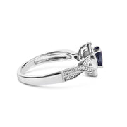 Bids.com .925 Sterling Silver 6x4mm Pear Sapphire Gemstone with Diamond Accent Fashion Halo Ring (H-I Color, SI1-SI2 Clarity) - Size 7 Rings White Smoke 0 / White.Sterling Silver,7 / White.Sterling Silver,8 / White.Sterling Silver,6 / White.Sterling Silver,6.5 / White.Sterling Silver
