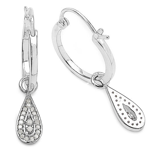 Bids.com 0.28 Carat Genuine White Diamond .925 Sterling Silver Earrings Earrings White Smoke