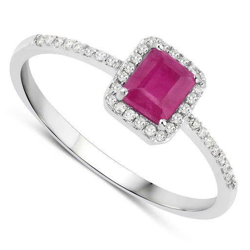 Bids.com 0.58 Carat Genuine Ruby and White Diamond 14K White Gold Ring Rings White Smoke size 5.00,size 6.00,size 7.00,size 8.00,size 9.00
