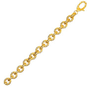 Bids.com Textured Oval Link Bracelet in 14k Yellow Gold Bracelets White Smoke 8 / Yellow Gold