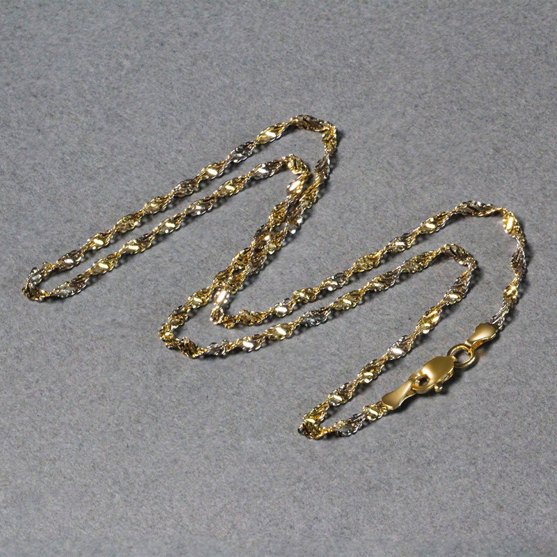 Bids.com 2.0mm 14k Two-Tone Gold Singapore Chain Necklaces Light Slate Gray 16 / Two-Tone Gold,18 / Two-Tone Gold,20 / Two-Tone Gold
