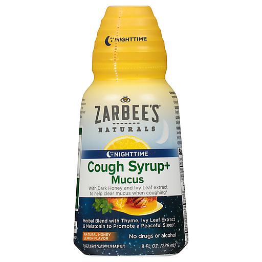 Zarbee's Zarbee's Naturals Nighttime Cough Syrup + Mucus Natural Honey Lemon Flavor, 8 Oz Health & Beauty White Smoke