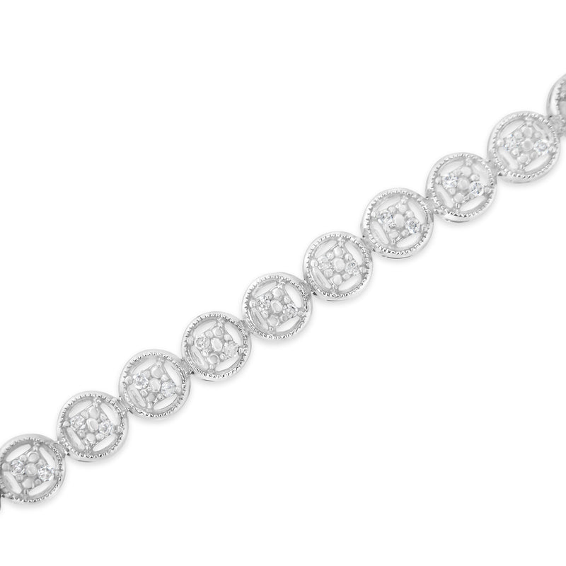 Bids.com 14K Rose Gold Over .925 Sterling Silver 1/4 Cttw Diamond 7" Open Circle Wheel Link Tennis Bracelet (I-J Color, I2-I3 Clarity) Bracelets White Smoke 7 / White.Sterling Silver,7 / Yellow.Sterling Silver,7 / Rose.Sterling Silver