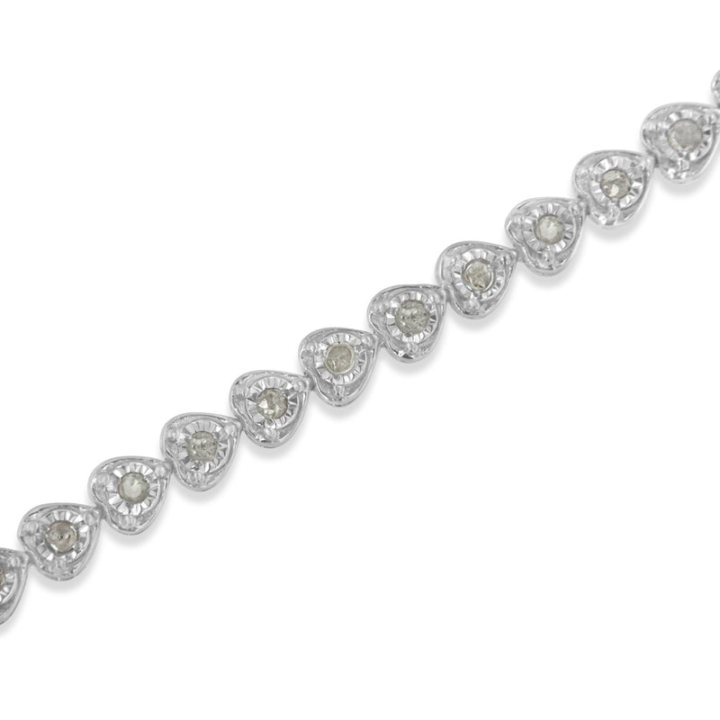 Bids.com .925 Sterling Silver 1.0 Cttw Miracle Set Diamond Heart-Link 7" Tennis Bracelet (I-J Color, I2-I3 Clarity) Bracelets White Smoke 7 / White.Sterling Silver,7 / Yellow.Sterling Silver,7 / Rose.Sterling Silver