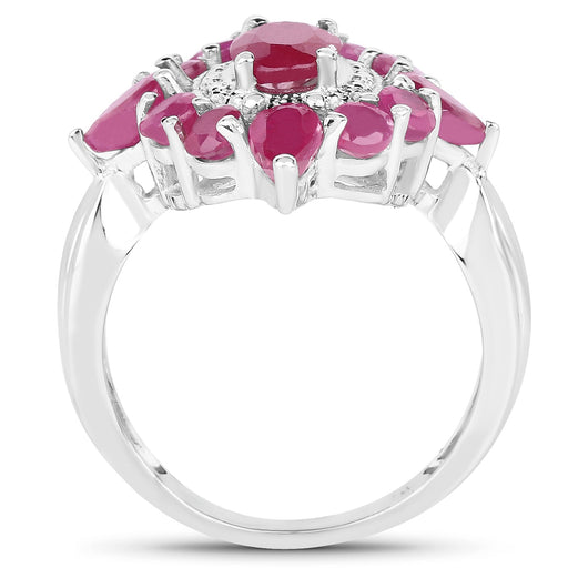 Bids.com 3.04 Carat Glass Filled Ruby .925 Sterling Silver Ring Rings White Smoke size 6.00,size 7.00,size 8.00,size 9.00,size 5.00,size 11.00