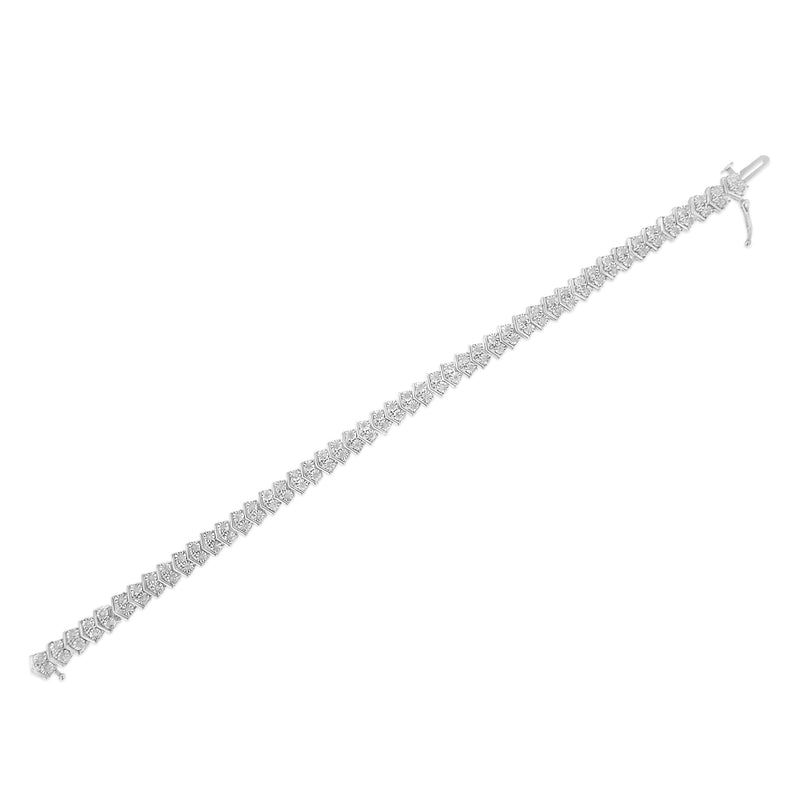 Bids.com .925 Sterling Silver 1.0 Cttw Chevron 2 Stone Arrow Link Tennis Bracelet (I-J Color, I3 Clarity) - 7â€ Bracelets White Smoke White.Sterling Silver / 7