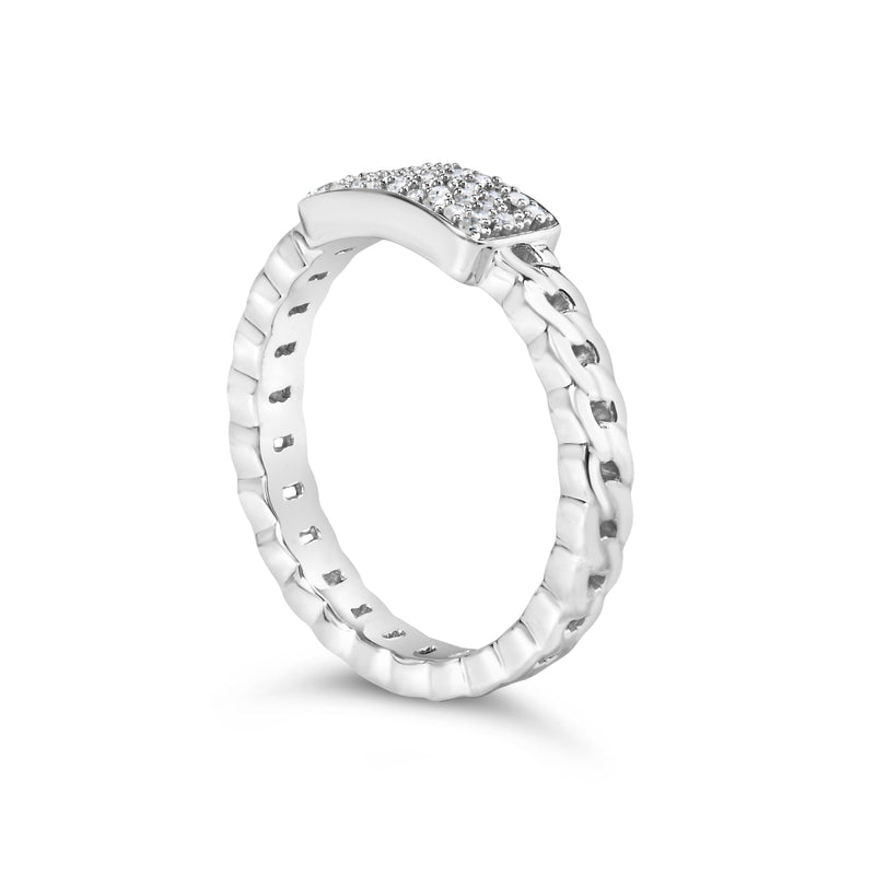 Bids.com .925 Sterling Silver 1/5 Cttw Diamond ID and Cuban Link Band Ring (I-J Color, I2-I3 Clarity) - Ring Size 6 Rings White Smoke 6 / White.Sterling Silver,7 / White.Sterling Silver,8 / White.Sterling Silver