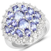 Bids.com 4.72 Carat Genuine Tanzanite and White Topaz .925 Sterling Silver Ring Rings White Smoke size 5.00,size 7.00,size 6.00,size 8.00,size 9.00,size 10.00,size 11.00
