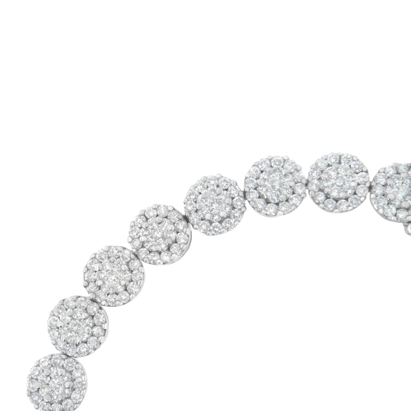 Bids.com 14K White Gold 3-3/4 Cttw Round-Brilliant Cut Diamond 7-1/4" Round Cluster Links Tennis Bracelet (I-J Color, SI2-I1 Clarity) Bracelets White Smoke White.Gold / 7.25
