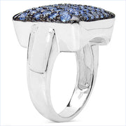 Bids.com 2.21 Carat Genuine Tanzanite .925 Sterling Silver Ring Rings White Smoke size 7.00,size 6.00,size 8.00,size 9.00