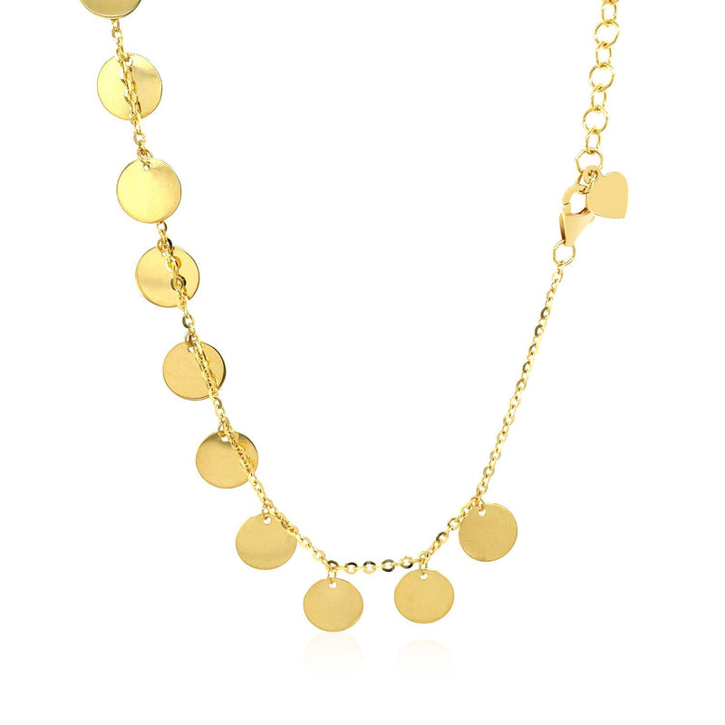 Bids.com Choker Necklace with Polished Discs in 14k Yellow Gold Necklaces White Smoke 16 / Yellow Gold