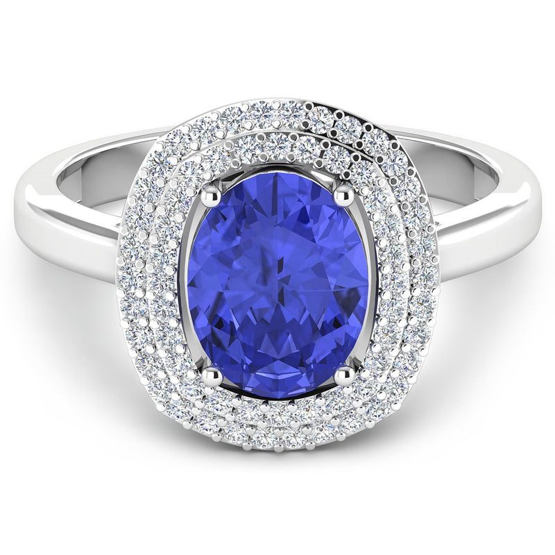 Bids.com 2.02 Carat Genuine Tanzanite and White Diamond 14K White Gold Ring Rings White Smoke size 6.00,size 7.00,size 8.00,size 9.00
