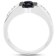 Bids.com 0.56 Carat Genuine Black Diamond and White Diamond .925 Sterling Silver Ring Rings White Smoke size 9.00,size 6.00,size 7.00,size 8.00